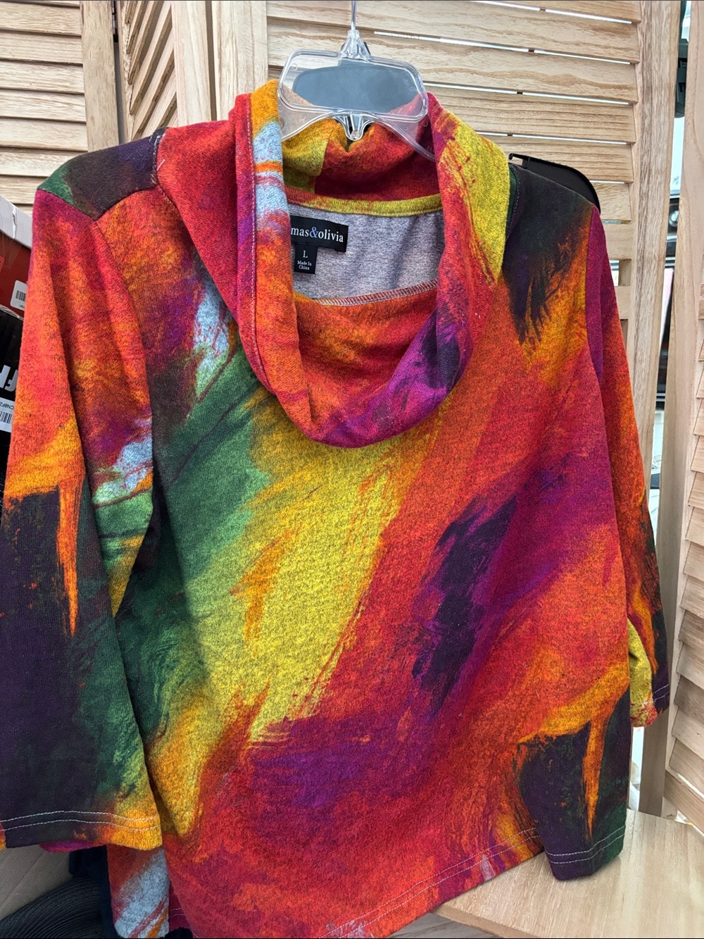 Thomas and Olivia Multicolor Cowl Neck Women’s Top - Large